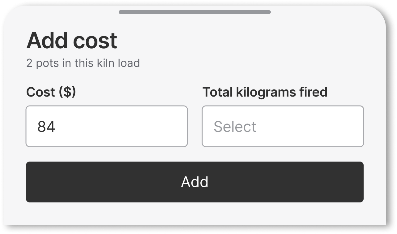 Adding the firing cost for a kiln load in Terranote